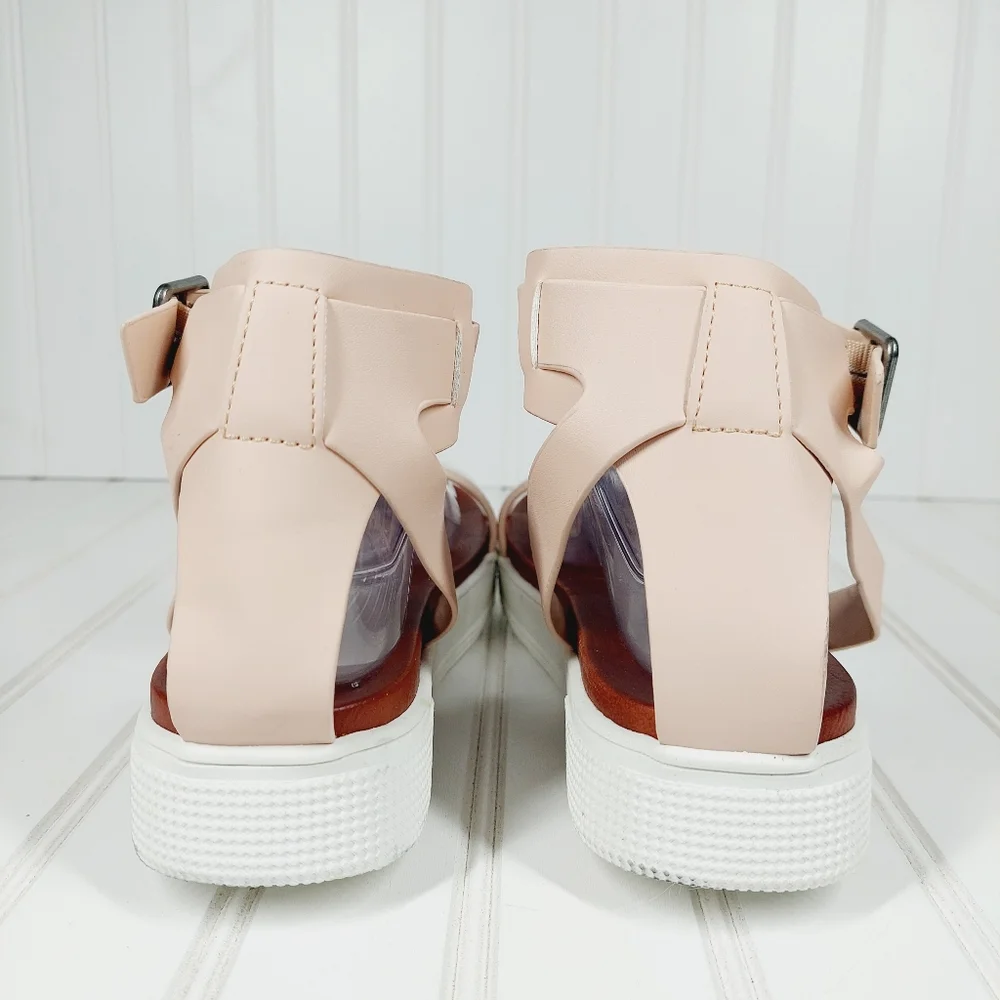 Womens Cream Strappy Ankle-Wrap Sandals